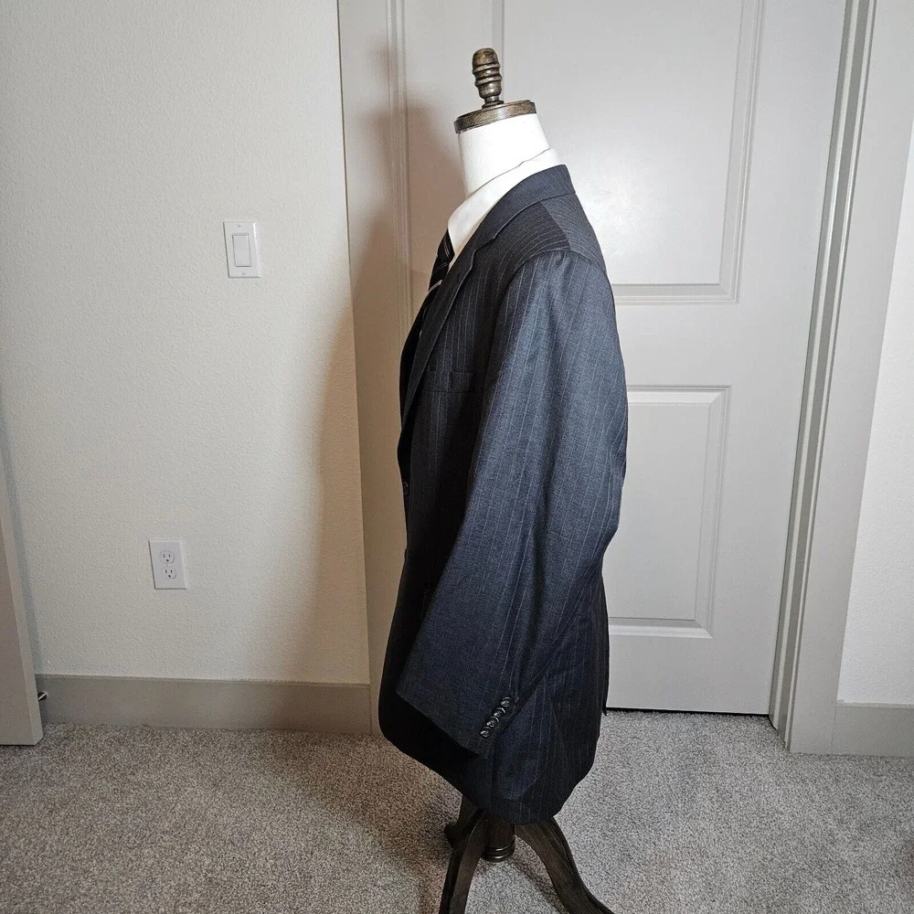 Lauren Ralph Lauren 48R Wool Suit‎ Blazer Sport Coat Men Gray Pinstriped